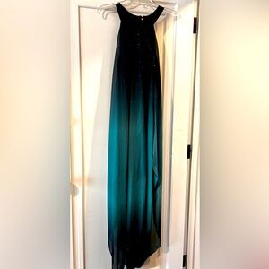 Beautiful ombray layed cocktail dress with sheer sparkly overlay
